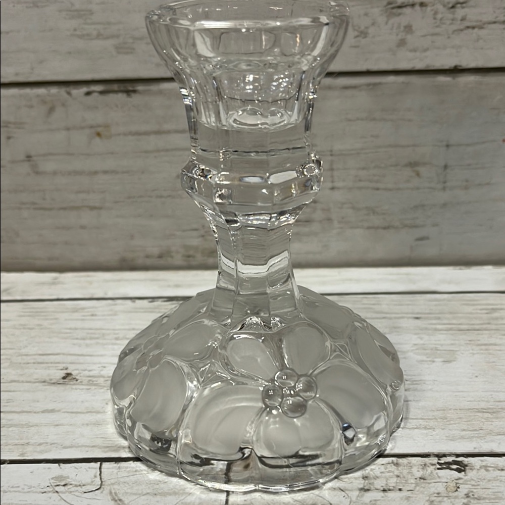 Crystal Floral Glass Candle Holder